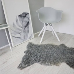 Genuine Gotland Sheepskin Rug - Soft Curly Wool, Natural Grey Mix - thumbnail 2