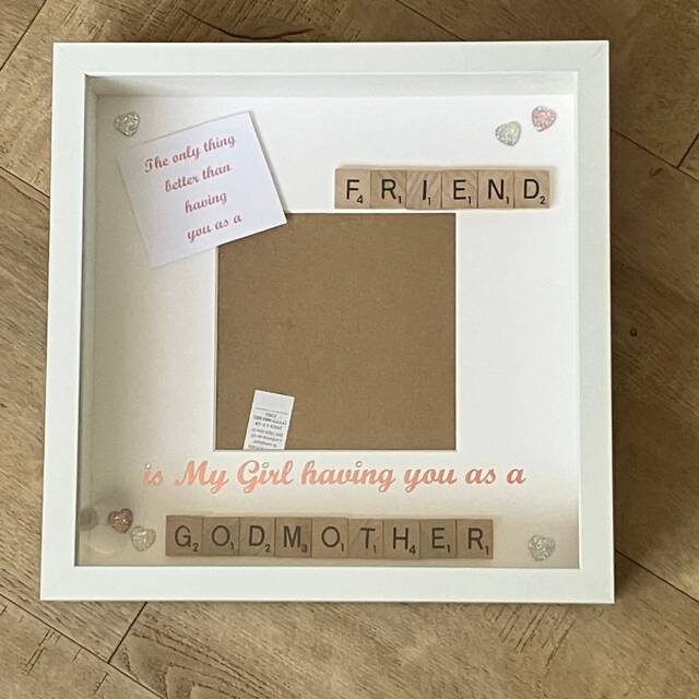 Godmother Scrabble Art Photo Frame, Godparent Gift - image 1