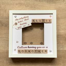 Godmother Scrabble Art Photo Frame, Godparent Gift - thumbnail 3