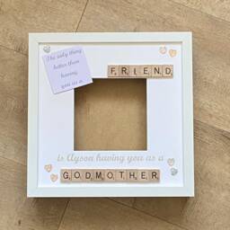 Godmother Scrabble Art Photo Frame, Godparent Gift - thumbnail 2