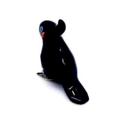 Miniature Ceramic Cockatoo Exotic Bird Animal Little Black Red Figurine Tiny Statue Small Decoration Hand Painted Collectible Mini Figure - thumbnail 4
