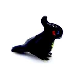 Miniature Ceramic Cockatoo Exotic Bird Animal Little Black Red Figurine Tiny Statue Small Decoration Hand Painted Collectible Mini Figure - thumbnail 3