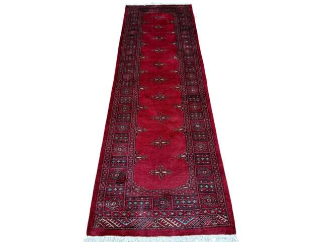 2.6x8 Red 3 Ply Handmade Bokhara Runner Rug - Hallway Stairs Carpet, Extra Thick Pile - image 1