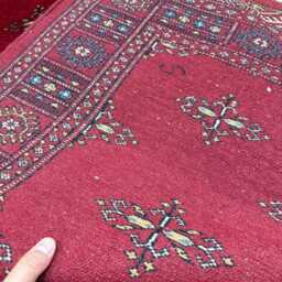 2.6x8 Red 3 Ply Handmade Bokhara Runner Rug - Hallway Stairs Carpet, Extra Thick Pile - thumbnail 4