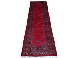 2.6x8 Red 3 Ply Handmade Bokhara Runner Rug - Hallway Stairs Carpet, Extra Thick Pile - thumbnail 1