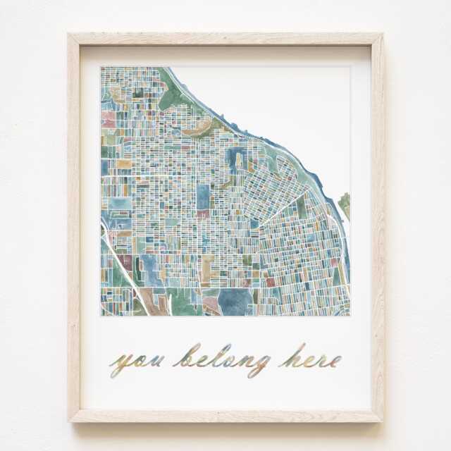 You Belong Here Tacoma Map Watercolor Washington City Block Plan - Art Print North Slope Proctor Central Ups District Downtown Tacoma Spring - image 1