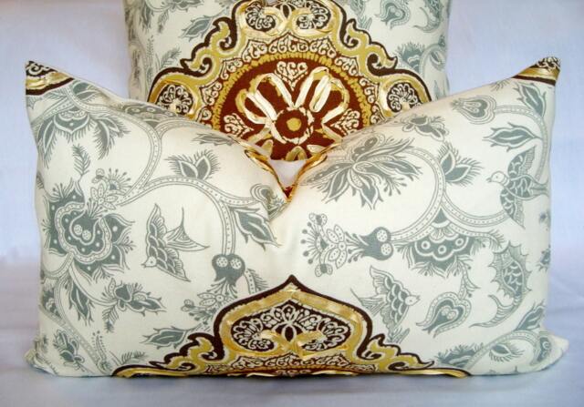 Opal Ribbon Medallion Pillow Cover - Gold, Yellow, & Ivory Lumbar Cushion - 12x20 - image 1