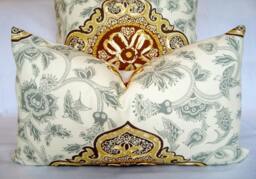 Opal Ribbon Medallion Pillow Cover - Gold, Yellow, & Ivory Lumbar Cushion - 12x20