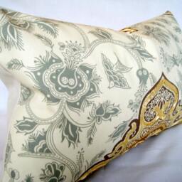 Opal Ribbon Medallion Pillow Cover - Gold, Yellow, & Ivory Lumbar Cushion - 12x20 - thumbnail 4