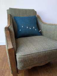 Hand Crafted Harris Tweed Floral Embroidered Cushion Cover - thumbnail 1
