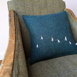 Hand Crafted Harris Tweed Floral Embroidered Cushion Cover - thumbnail 2