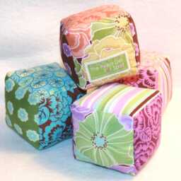 Pastel Floral Fabric Block Set Of 6, Baby Girl Shower Gift, Stuffed Soft Cloth Cubes, Handmade Kids Toy, 1St Birthday, Nursery Shelf Decor - thumbnail 2