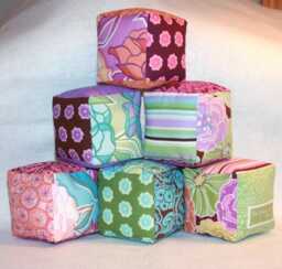 Pastel Floral Fabric Block Set Of 6, Baby Girl Shower Gift, Stuffed Soft Cloth Cubes, Handmade Kids Toy, 1St Birthday, Nursery Shelf Decor - thumbnail 1