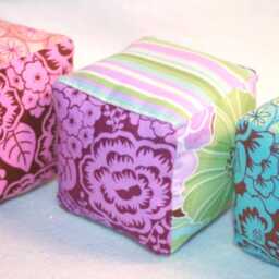 Pastel Floral Fabric Block Set Of 6, Baby Girl Shower Gift, Stuffed Soft Cloth Cubes, Handmade Kids Toy, 1St Birthday, Nursery Shelf Decor - thumbnail 3