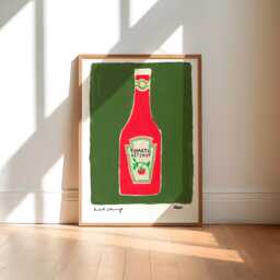 Ketchup Wall Art/Green Print Kitchen Housewarming Gift Sauce Quirky - thumbnail 1