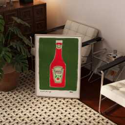 Ketchup Wall Art/Green Print Kitchen Housewarming Gift Sauce Quirky - thumbnail 2