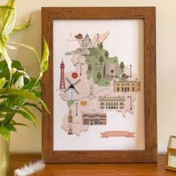 Lancashire Map, Illustrated Map Of Lancashire, Print, Art, Travel Poster, Gift, UK - thumbnail 2