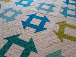 Handmade Churn Dash Quilt, Turquoise Lime Green Throw, 55 Inch Baby Quilt - thumbnail 1