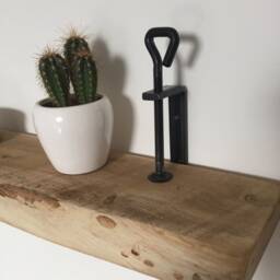 Old Oak Wall Shelf With Twist Clamps-Old Wallshelf Swivelclamps - thumbnail 4