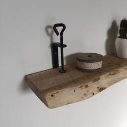 Old Oak Wall Shelf With Twist Clamps-Old Wallshelf Swivelclamps - thumbnail 2