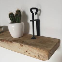 Old Oak Wall Shelf With Twist Clamps-Old Wallshelf Swivelclamps - thumbnail 3