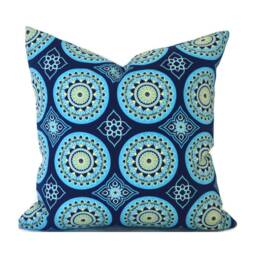 Outdoor Pillow Cover With Zippers, Easy To Use & Washable, Sundial Navy Blue - thumbnail 1