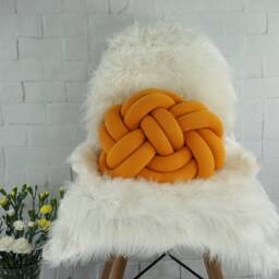 Flat Knot Pillow Large Decorative Cushion, Honey Color, Handmade - thumbnail 2