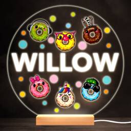 Happy Funny Donuts Colourful Round Personalised Gift Led Lamp Night Light - Bedroom