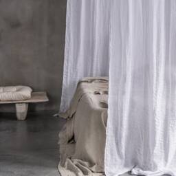 Linen Bed Canopy Scarf, Canopy Drapes, King Pure White Canopy, Sheer Linen Scarf - thumbnail 3