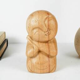 Sleeping Jizo Statue, Buddha Sculpture, Wood Figurine, Unique, Wooden Jizo, Praying, Meditation Decoration, Handcrafted, Grandfather Gift - thumbnail 3