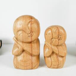 Sleeping Jizo Statue, Buddha Sculpture, Wood Figurine, Unique, Wooden Jizo, Praying, Meditation Decoration, Handcrafted, Grandfather Gift - thumbnail 4