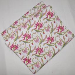 Floral Pink Kantha Quilt - Handmade Indian Cotton Bedspread - thumbnail 3