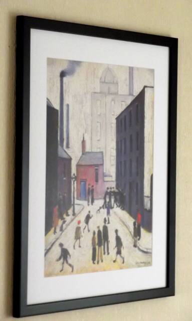 L S Lowry Art Print 1953 Industrial Scene, Black Frame - image 1