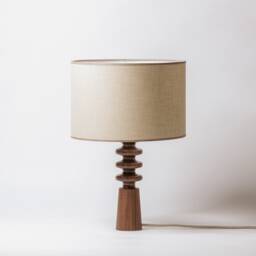 Handcrafted Walnut Wood Table Lamp Mid-Century Modern Bedside Light - thumbnail 1
