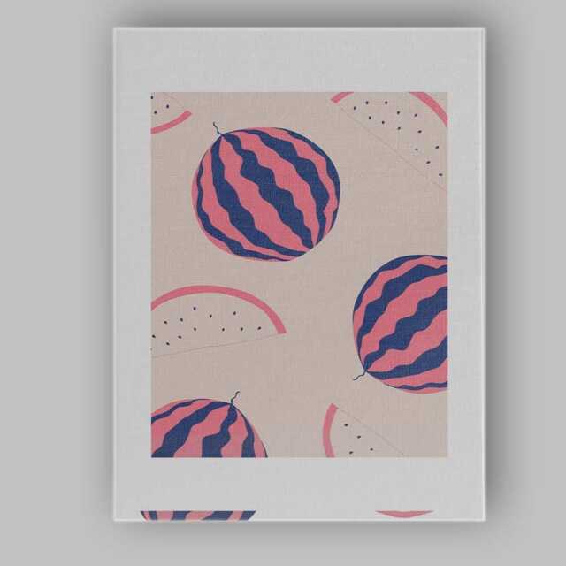 Minimalist Pink Watermelon Fruit Repeat Pattern Canvas Wall Art Print Decor Picture Ready To Hang - image 1