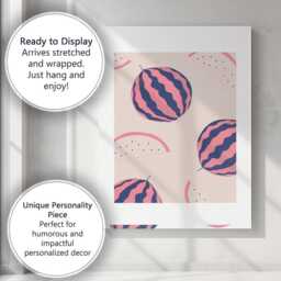 Minimalist Pink Watermelon Fruit Repeat Pattern Canvas Wall Art Print Decor Picture Ready To Hang - thumbnail 3