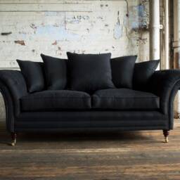 British Handmade 3 Seater Charcoal Grey Herringbone Wool Chesterfield Sofa - Other Colours + - thumbnail 3