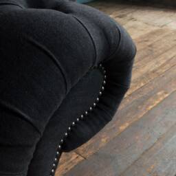 British Handmade 3 Seater Charcoal Grey Herringbone Wool Chesterfield Sofa - Other Colours + - thumbnail 4