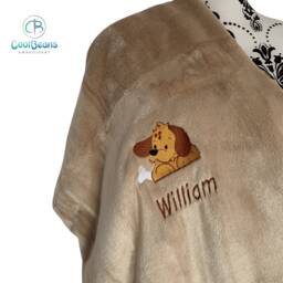 Puppy - Kids Large Fleece Blanket Personalised Children's Embroidered Dog - thumbnail 2