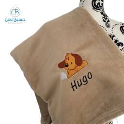 Puppy - Kids Large Fleece Blanket Personalised Children's Embroidered Dog