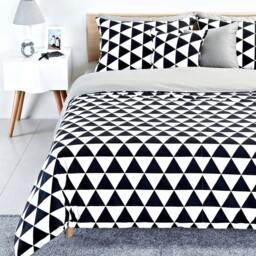Black & White Triangle Duvet Cover Set - Reversible Geometric Cotton Bedding - thumbnail 1