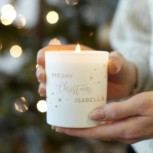 Personalised Christmas Candle Gift Engraved Scented - image 1