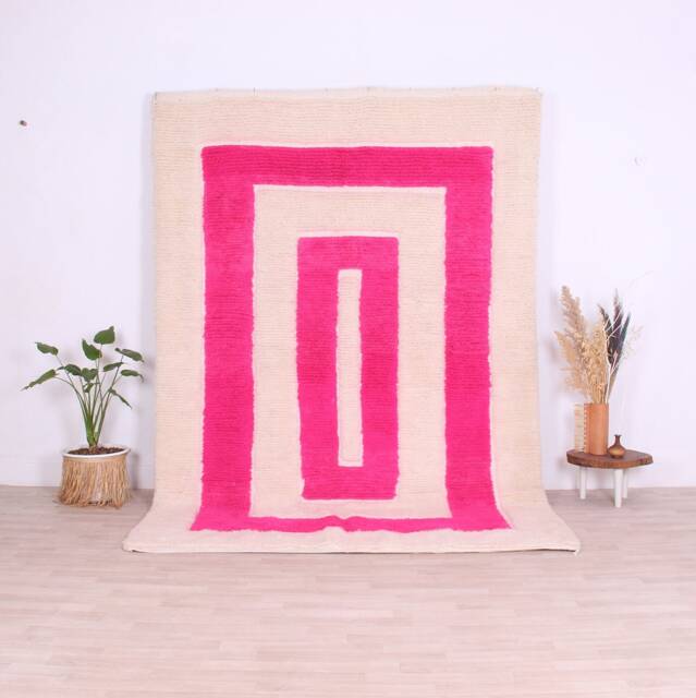 Carved Pink Beni Ourain Rug, Moroccan Rug, 6x9 Ft - image 1
