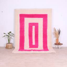 Carved Pink Beni Ourain Rug, Moroccan Rug, 6x9 Ft - thumbnail 1