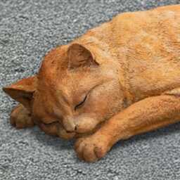 Stone Sleeping Cat Sculpture Relaxed Kitten Statue Cute Kitty Figurine Concrete Pet Ornament Outdoor Memorial Decor Lover Gift - thumbnail 2