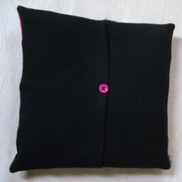 Black Patchwork Style Cushion Cover & Fuschia - thumbnail 3