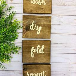 Wash Dry Fold Repeat, Laundry Room Wooden Wall Decor, Wood Rustic Home Farmhouse Style, Fixer Upper - thumbnail 3