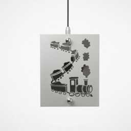 Vintage Steam Train Frosted Glass Pendant Light, Satin Chrome Frame, Railway Nursery Decor - thumbnail 2