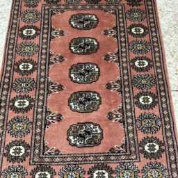 2.6x4 Pink Color Bokhara Rug - 0.80x1.20 Bedroom Luxury Area Turkish Fine Quality Afghan - thumbnail 3