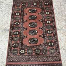 2.6x4 Pink Color Bokhara Rug - 0.80x1.20 Bedroom Luxury Area Turkish Fine Quality Afghan - thumbnail 2